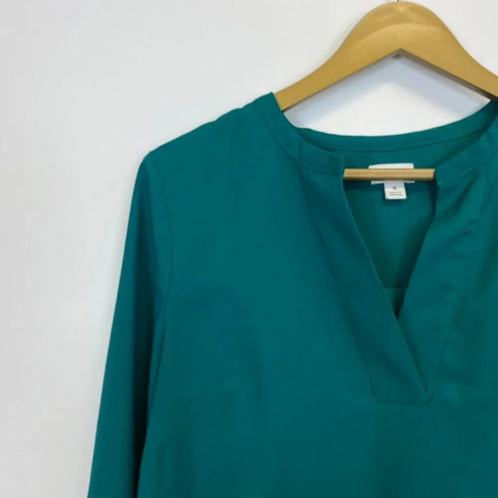J. Crew Green V Neck Blouse